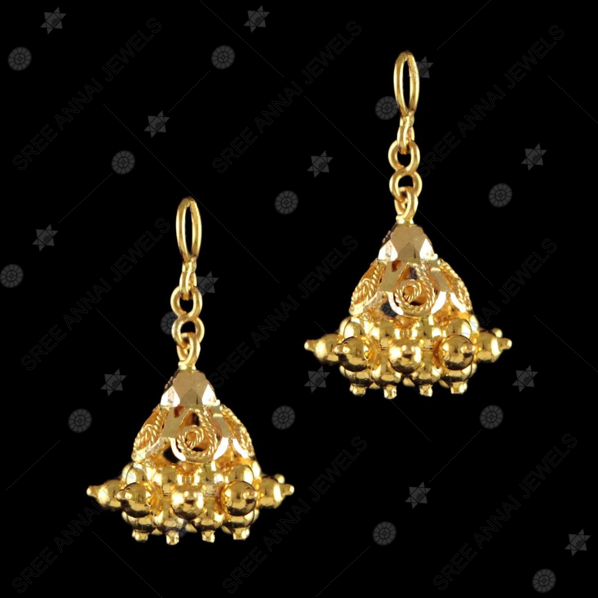 22k Pure Solid Gold Diamond Jimiki Dangling 22ct Solid Gold Earrings 916  Gold Jhumky - Etsy Finland