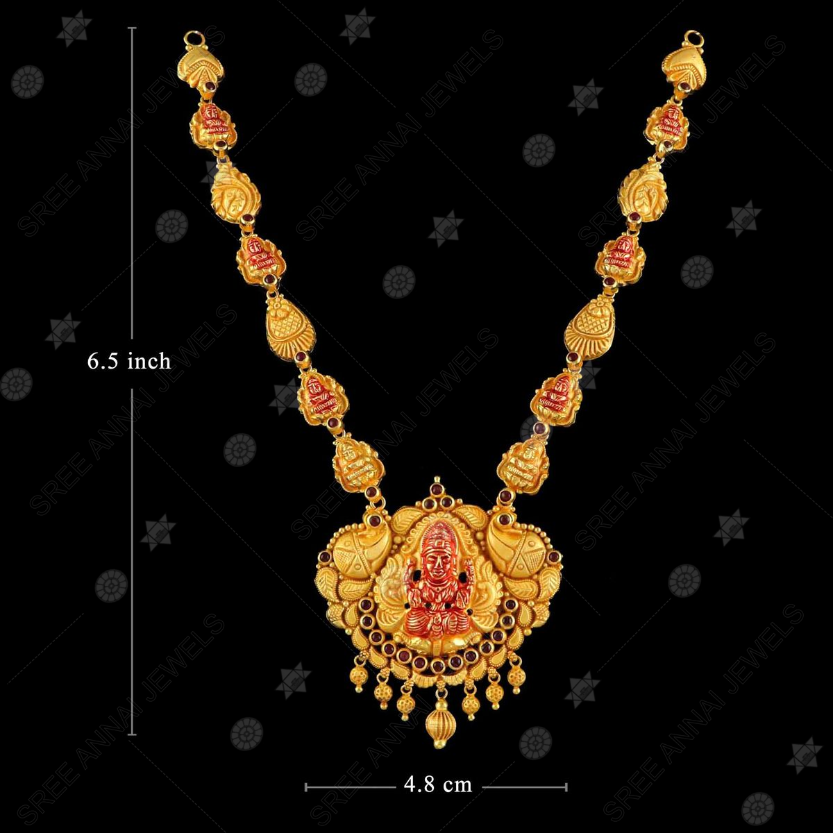 Red stone long necklace set – Masayaa