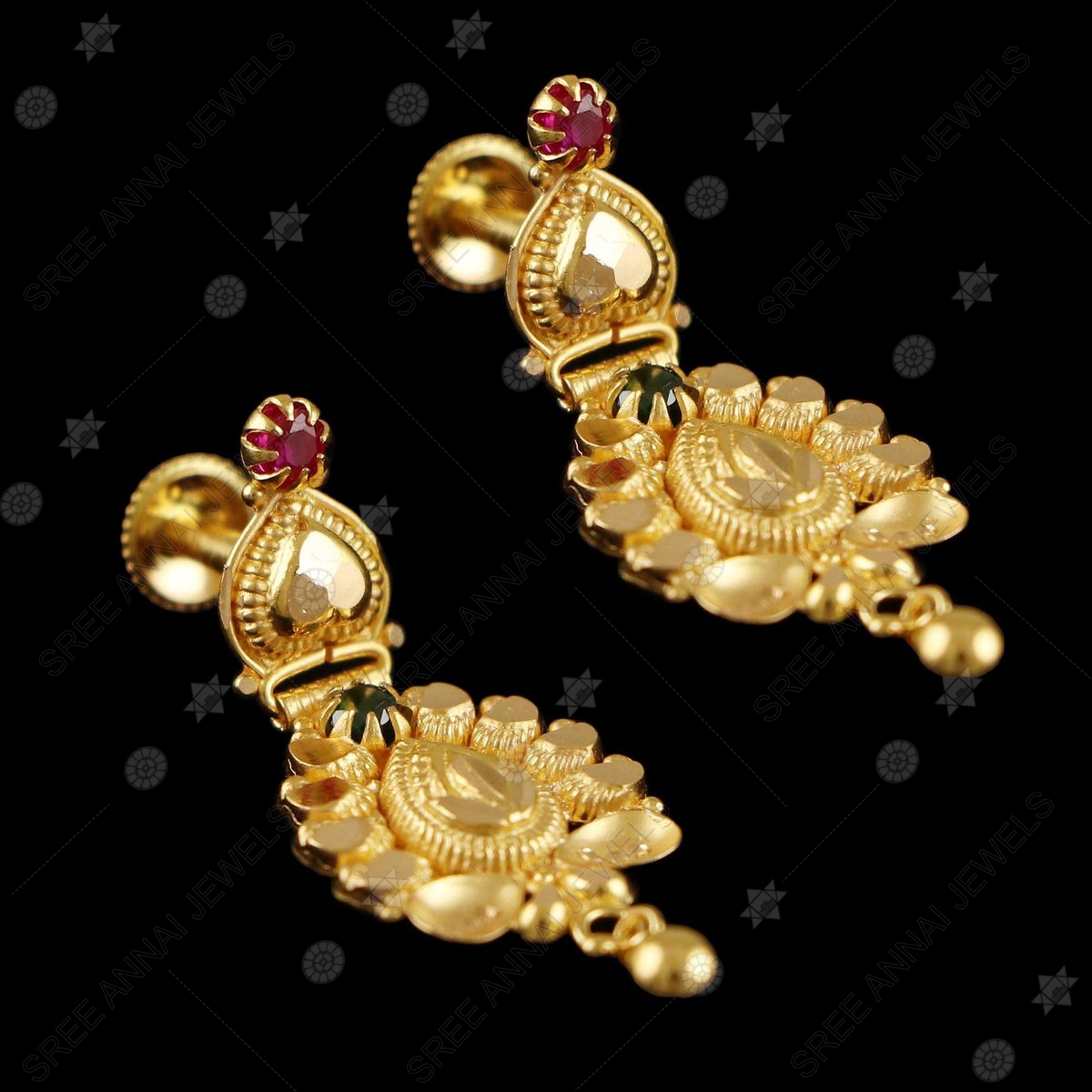 Gold Earrings - Best Fancy Latest Gold Earring Designs/Gold Ear Tops For  Women online on Flipkart