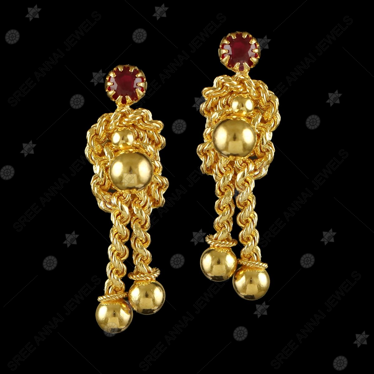 22K Gold 'Detachable' Drop Earrings for Women - 235-GER11184 in 6.450 Grams