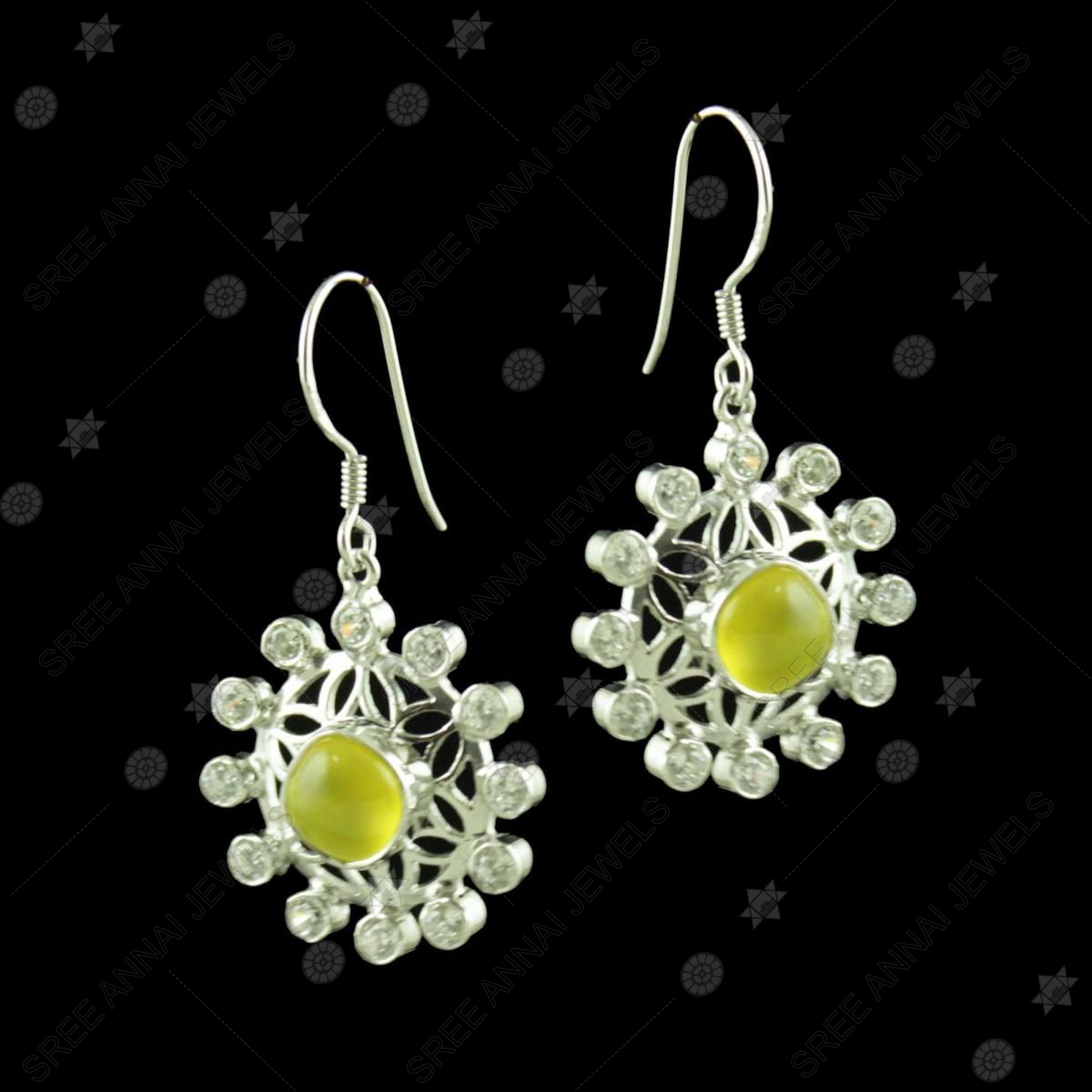 Buy Bindhani White-Stone Silver-Plated Dangle Earrings For Womens